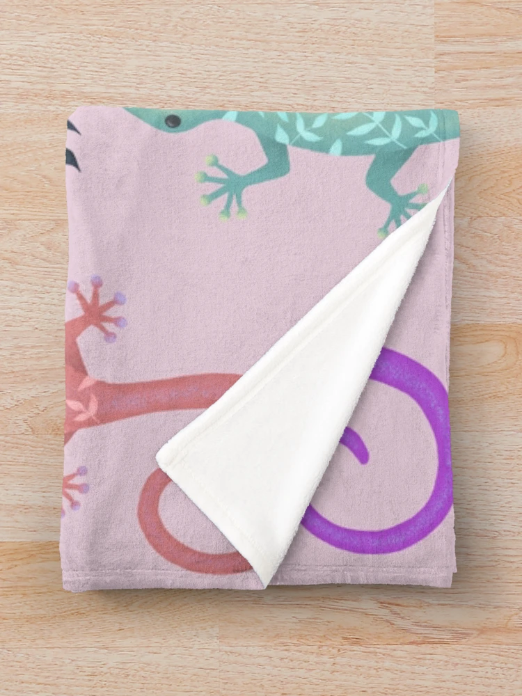 Thumbnail 3 of 6, Throw Blanket, Colorful Gecko Pattern designed and sold by HappyLifeCreate.