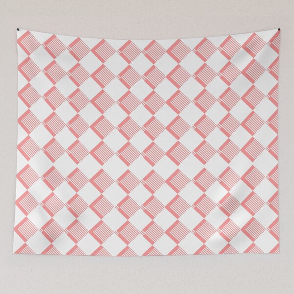 Item preview, Checkered Squares Cubes Ornamentation Geometry Shapes Pink Cute Summer Spring Colors designed and sold by WORLD-SOFIA.