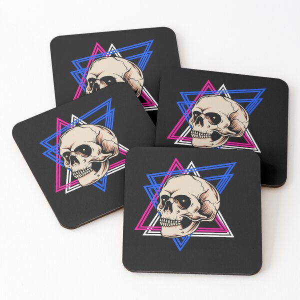 Item preview, Mystical skull in front of triangles cyber horror design designed and sold by ReneMM.