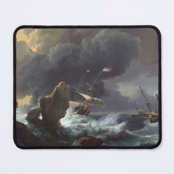 Item preview, Ships in Distress off a Rocky Coast | Ludolf Backhuysen | 1667 Renaissance Ocean Storm Marine Art designed and sold by CJET.