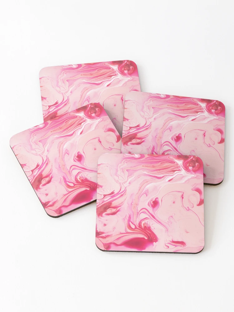 Thumbnail 1 of 5, Coasters (Set of 4), Raspberry Ripple Marble Abstract Design designed and sold by Paulele.