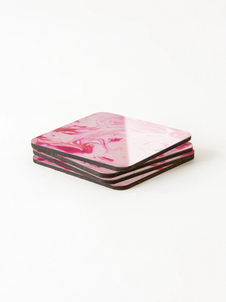 Thumbnail 4 of 5, Coasters (Set of 4), Raspberry Ripple Marble Abstract Design designed and sold by Paulele.