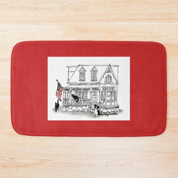 Item preview, Two Cats, A Dog And An American Flag On Their Victorian Two Story Home designed and sold by DonSylvester.