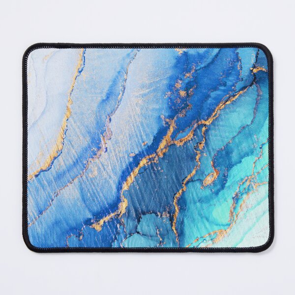 Item preview, Aqua Blue Gold Abstract Ink designed and sold by Olga Shvartsur.