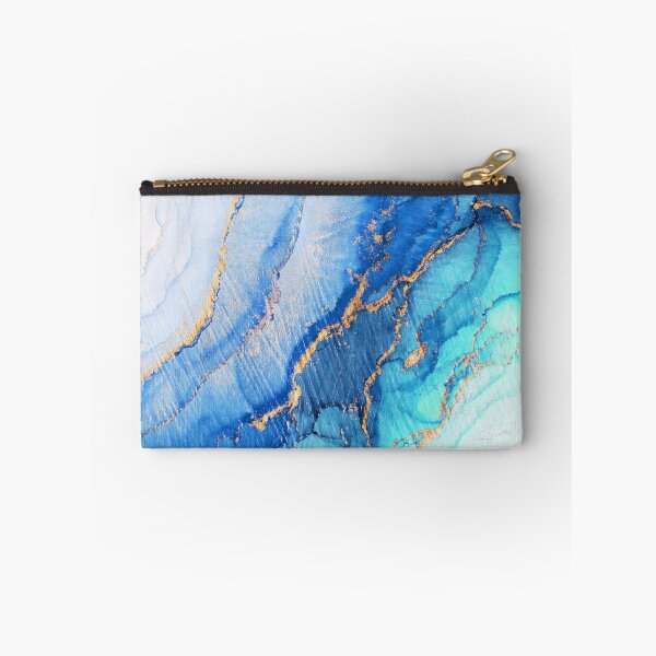 Item preview, Aqua Blue Gold Abstract Ink designed and sold by Olga Shvartsur.