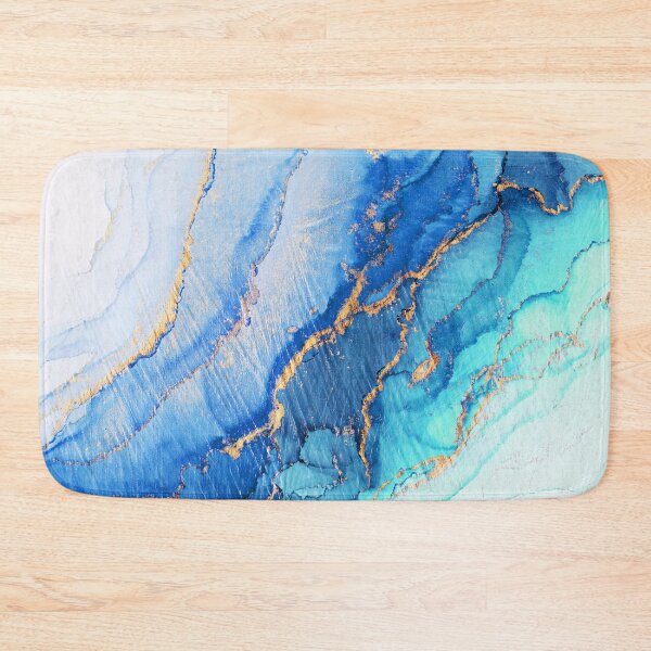 Item preview, Aqua Blue Gold Abstract Ink designed and sold by Olga Shvartsur.