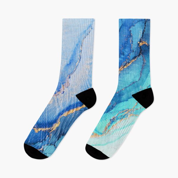 Item preview, Aqua Blue Gold Abstract Ink designed and sold by Olga Shvartsur.
