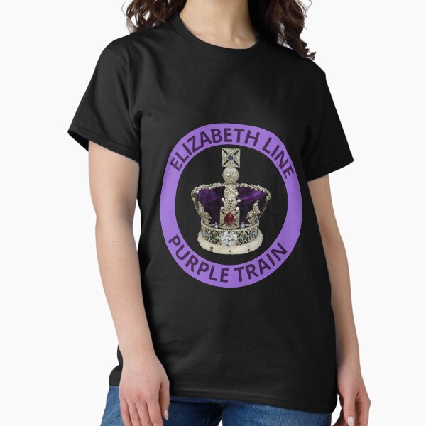 Item preview, Elizabeth Line Purple Train with Crown on Black designed and sold by LoloTrends.