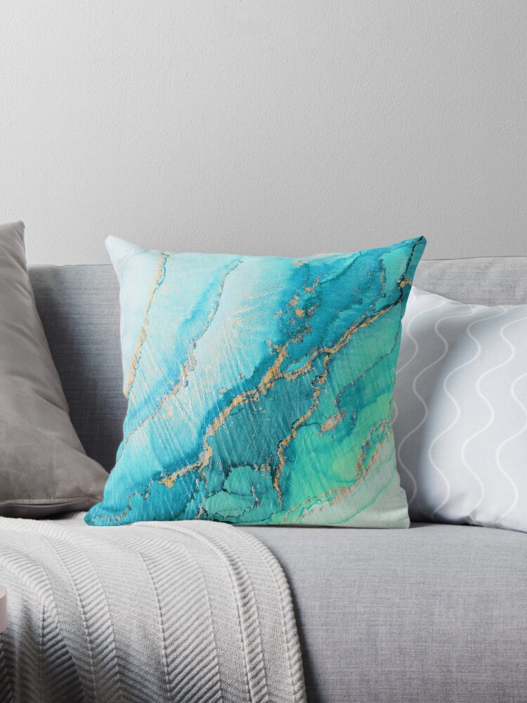 Turquoise and gold discount pillows