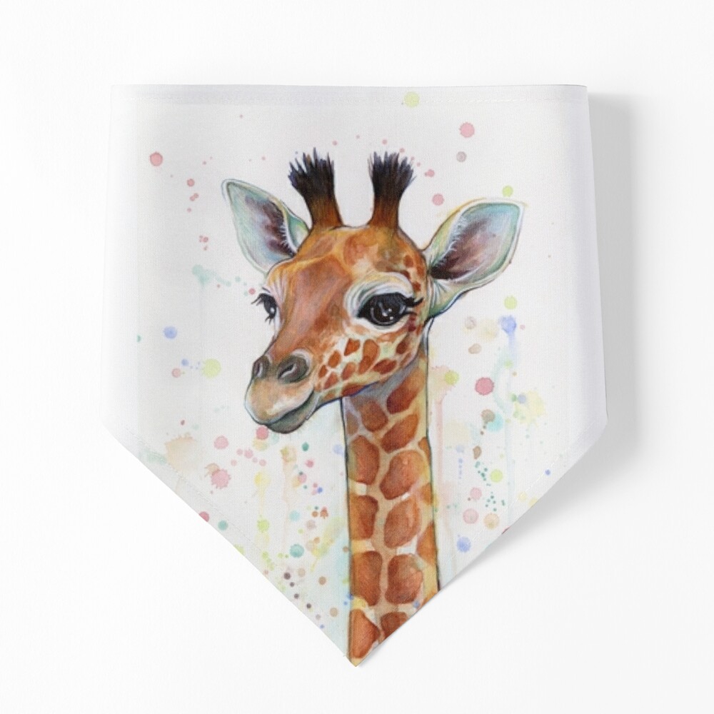 Baby Giraffe Watercolor Painting by Olga Shvartsur - Pixels Merch