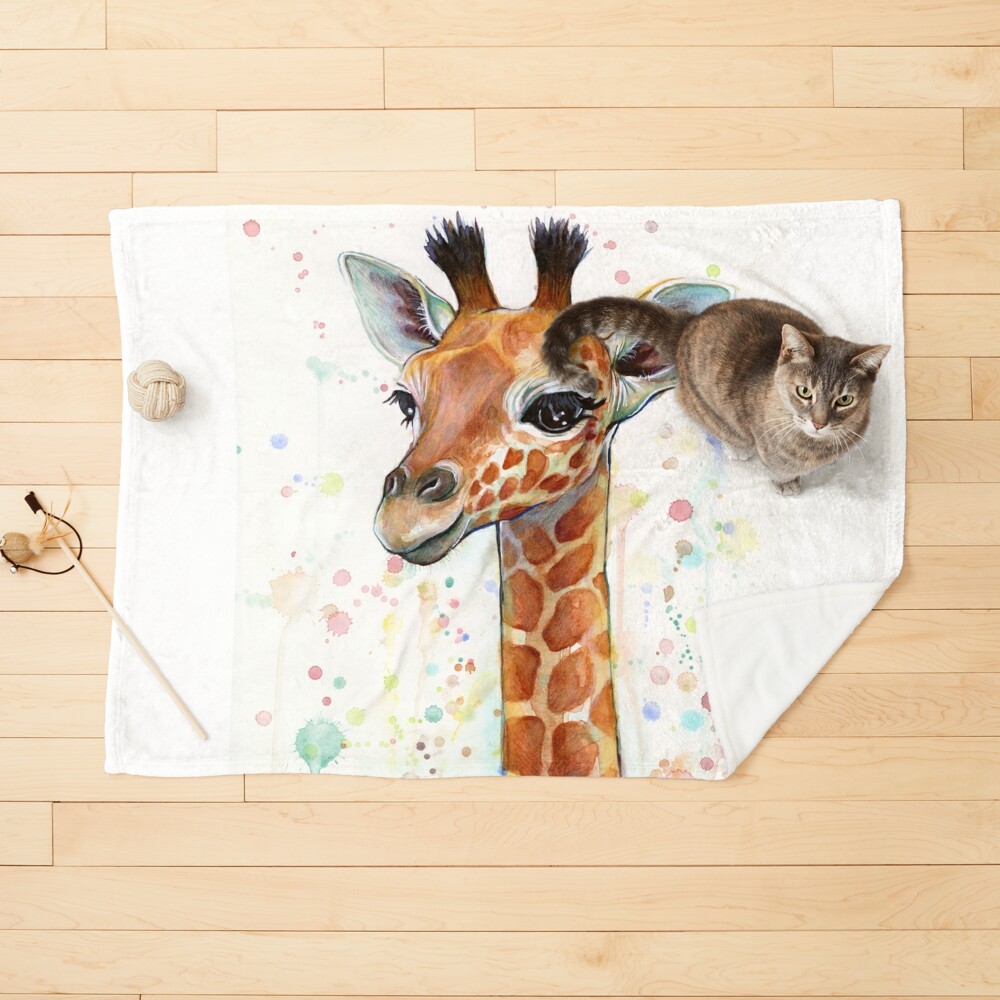 Baby Giraffe Watercolor Painting by Olga Shvartsur - Pixels Merch