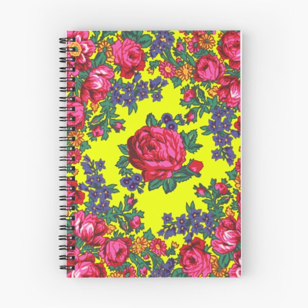 Aperçu de l'œuvre Imprimé floral indigène jaune vif / rose thé rose créée et vendue par JMWCD.