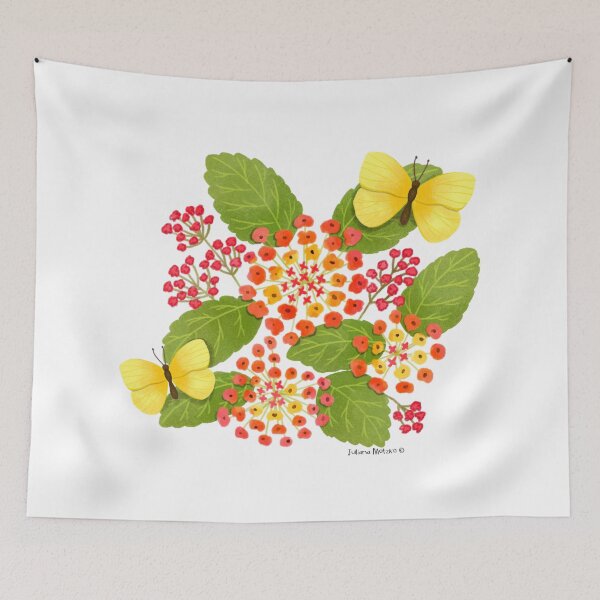 Item preview, Lantana Flowers and Yellow Butterflies designed and sold by julianamotzko.