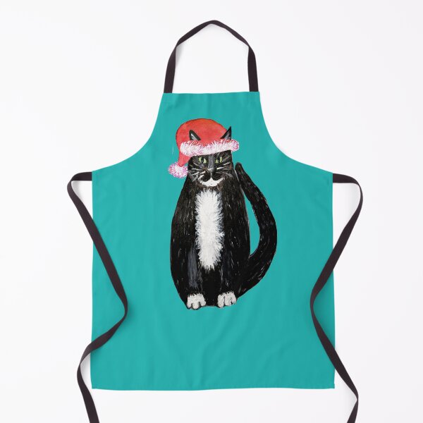 Item preview, cat santa // Santa Paws tuxedo cat wearing santa hat designed and sold by MagentaRose.