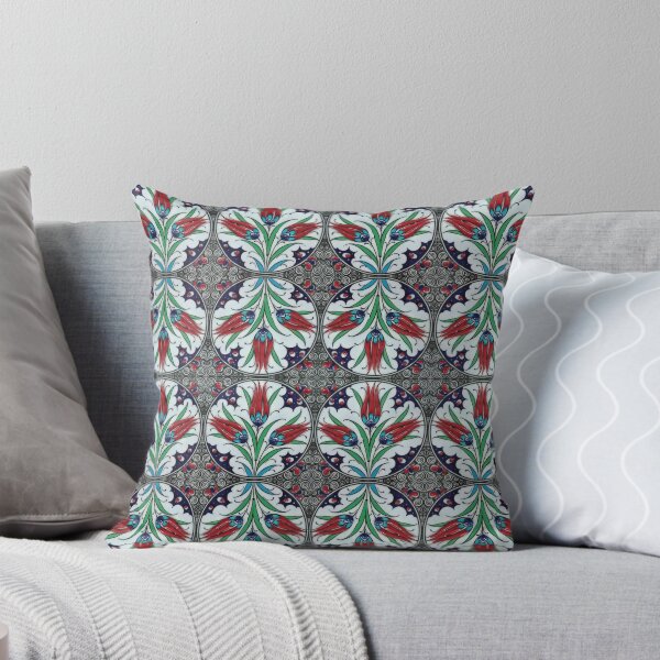 Item preview, turquoise ottoman decorative floral design designed and sold by ErhanArt.