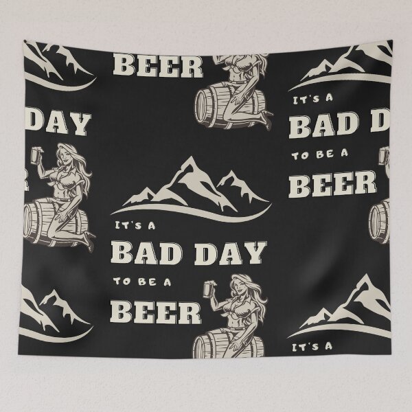 Item preview, It's a Bad Day to be a Beer - Funny Crying Beer - Retro Pin up Girl 220519 designed and sold by zicutza.