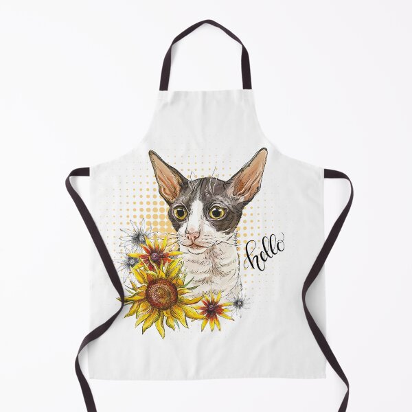 Item preview, Hand drawing Cornish Rex cat with sunflowers designed and sold by Alinart16.