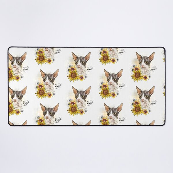 Item preview, Hand drawing Cornish Rex cat with sunflowers designed and sold by Alinart16.