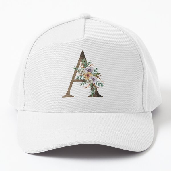 Watercolor floral A letter print Baseball Cap