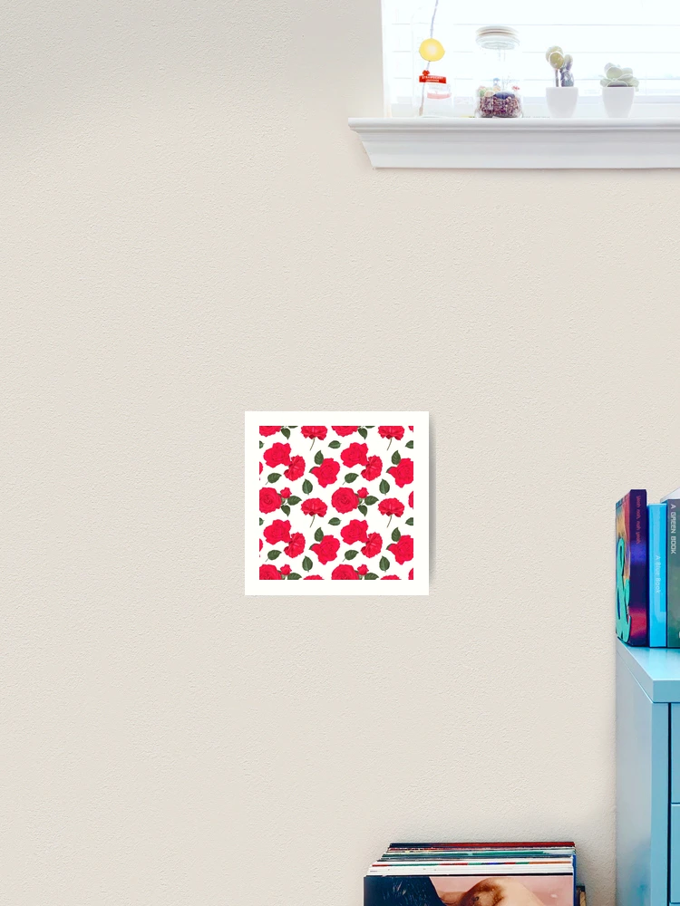 Thumbnail 2 of 3, Art Print, Red Roses Pattern designed and sold by mariapirogova.