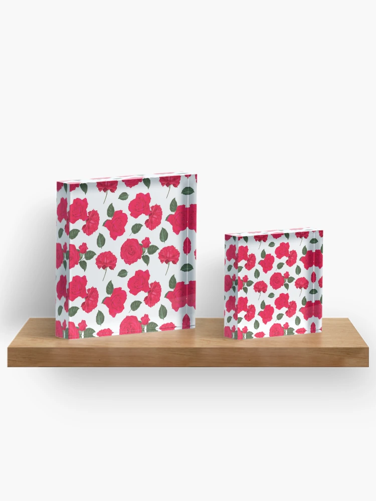 Thumbnail 3 of 5, Acrylic Block, Red Roses Pattern designed and sold by mariapirogova.