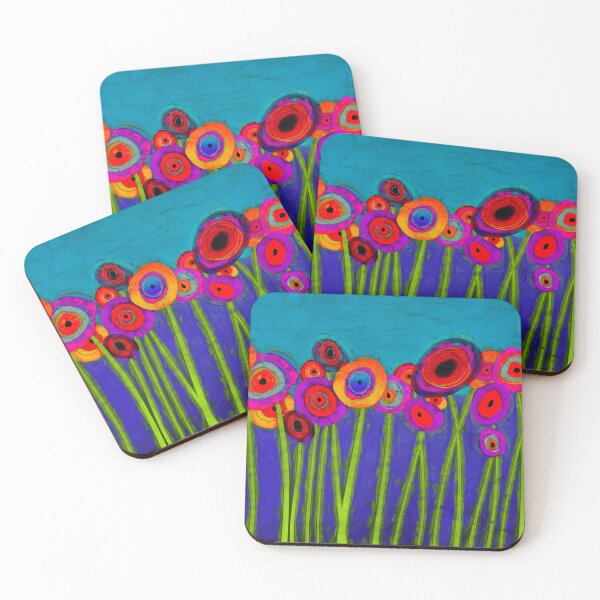 Item preview, Flower Power Sixteen abstract flowers art designed and sold by art64.