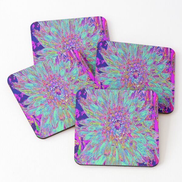 Item preview, Aquamarine Rainbow Color Abstract Dahlia Flower designed and sold by myrubiogarden.
