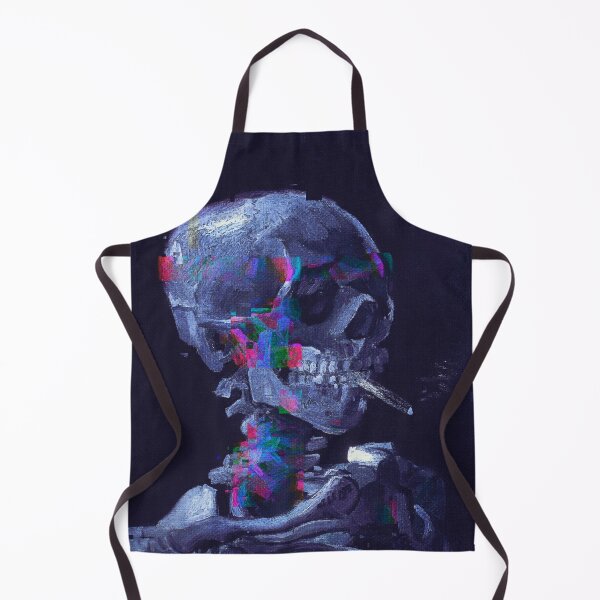 Item preview, Skull of a Skeleton with Burning Cigarette Vincent van Gogh Chromatic Abration Distortion Look designed and sold by Shirtilike.