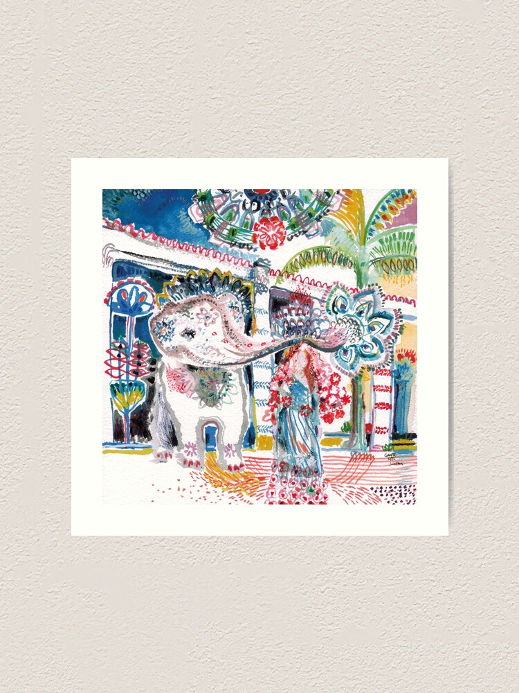Thumbnail 2 von 3, Kunstdruck, Lakshmi Elephant at the Temple designt und verkauft von gandix.