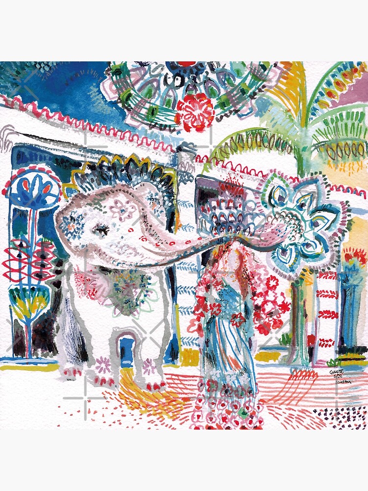 Thumbnail 3 von 3, Kunstdruck, Lakshmi Elephant at the Temple designt und verkauft von gandix.
