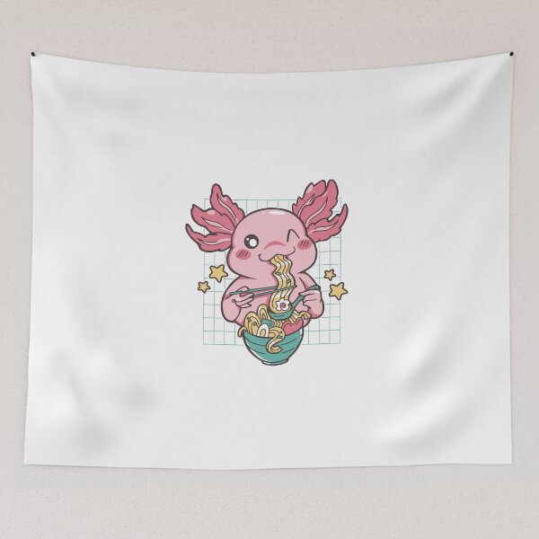 Item preview, kawaii-axolotl-ramen-cartoon-t-shirt-design. designed and sold by JAMALSTORE92.