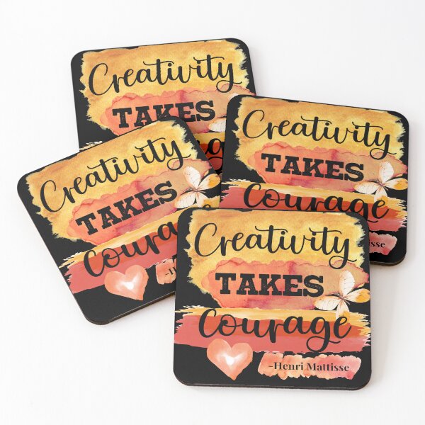 Item preview, Creativity takes courage Henri Mattisse quote with watercolors designed and sold by EvergreenWhimsy.