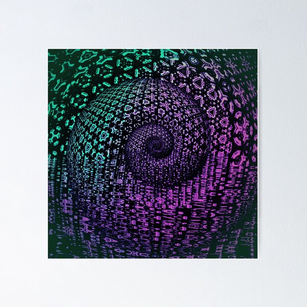 Item preview, Cool Neon Pink & Green Spiral Fractal Art designed and sold by hatodesigns.