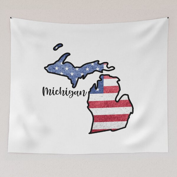 Item preview, Michigan State Outline with Patriotic USA American Flag designed and sold by Gsallicat.