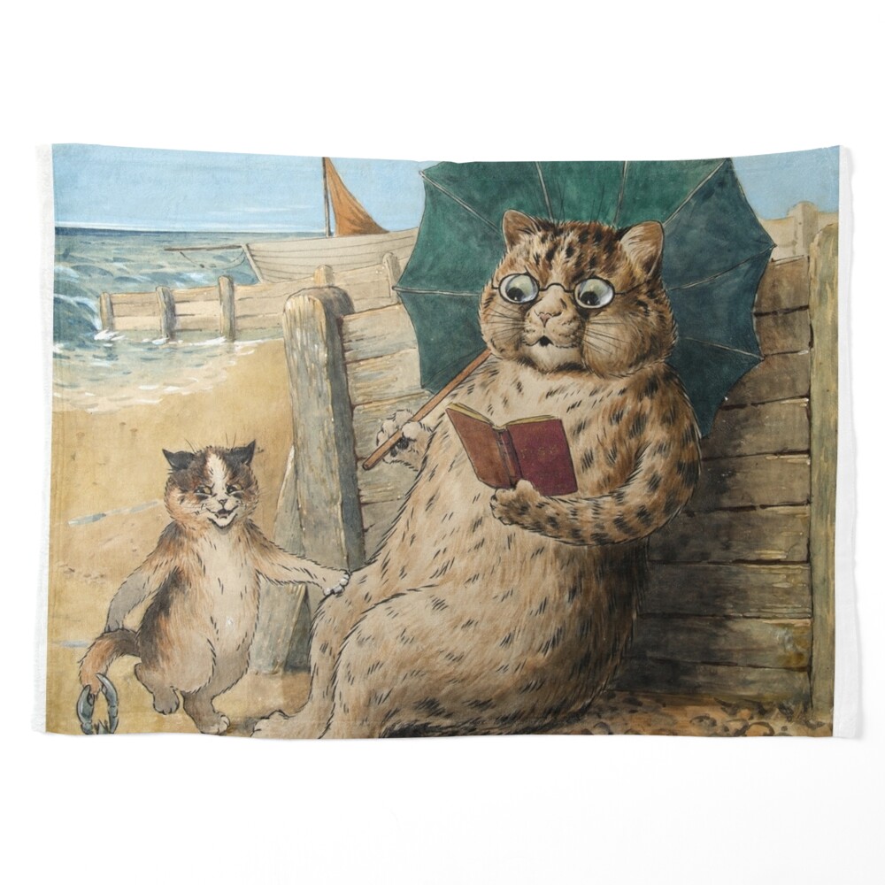 Cat Reading a Book by Louis Wain Invitation