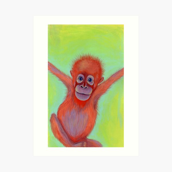 Baby Orangutan Painting Art Print