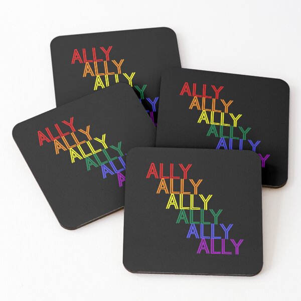 Item preview, ALLY for LGBTQIA+ allies rainbow queer typography designed and sold by incurablehippie.