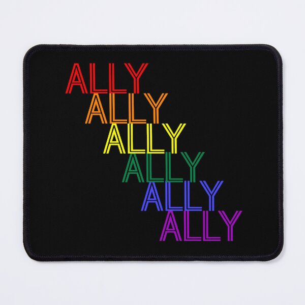 Item preview, ALLY for LGBTQIA+ allies rainbow queer typography designed and sold by incurablehippie.