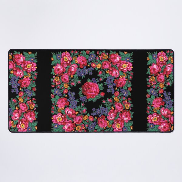 Item preview, Black / Pink Tea Rose Native Floral Print designed and sold by JMWCD.