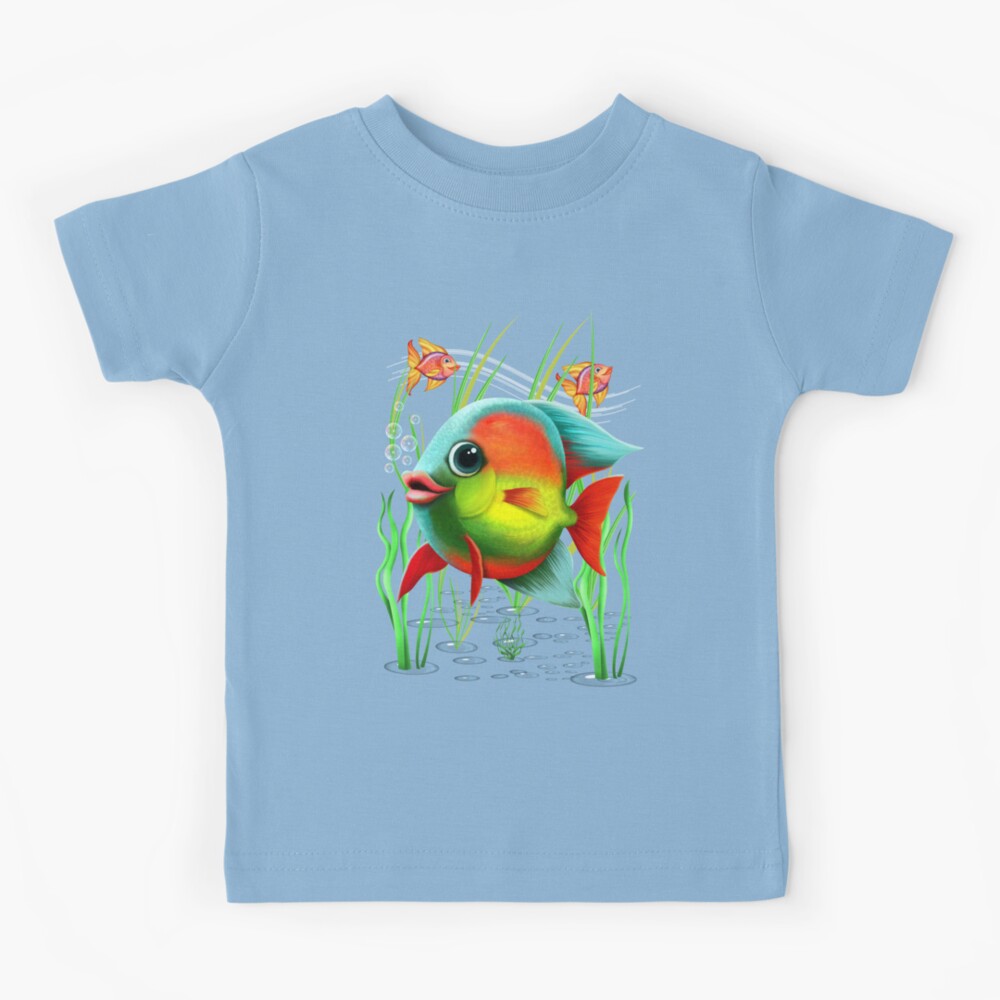 Kids Kids Rainbow Fish Fishing T-Shirt Gift Lake Tee