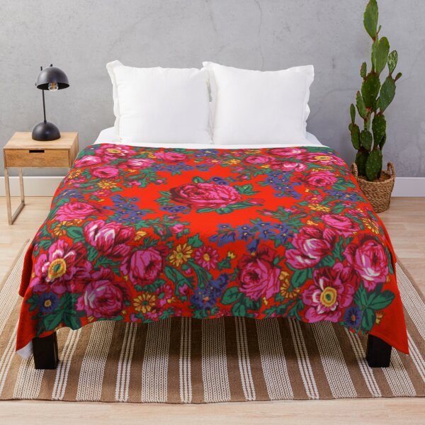 Item preview, Bright Red / Pink Tea Rose Native Floral Print designed and sold by JMWCD.