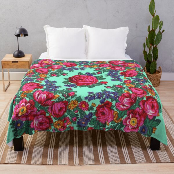 Item preview, Mint Green / Pink Tea Rose Native Floral Print designed and sold by JMWCD.