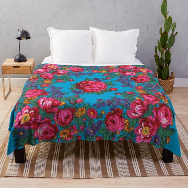 Item preview, Sky Blue / Pink Tea Rose Native Floral Print designed and sold by JMWCD.