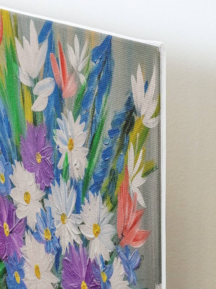 Alternate view of A lovely mixed of colorful flowers in a metallic purple vase Mounted Print