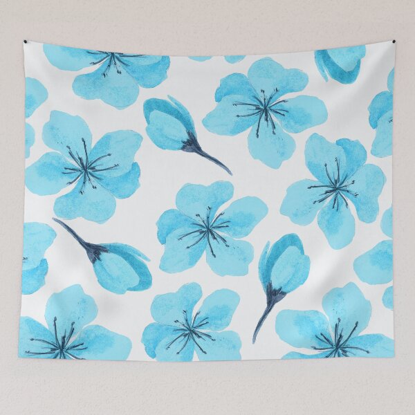 Item preview, Lavishly Modern Aqua Floral Pattern On White  designed and sold by DEC02.