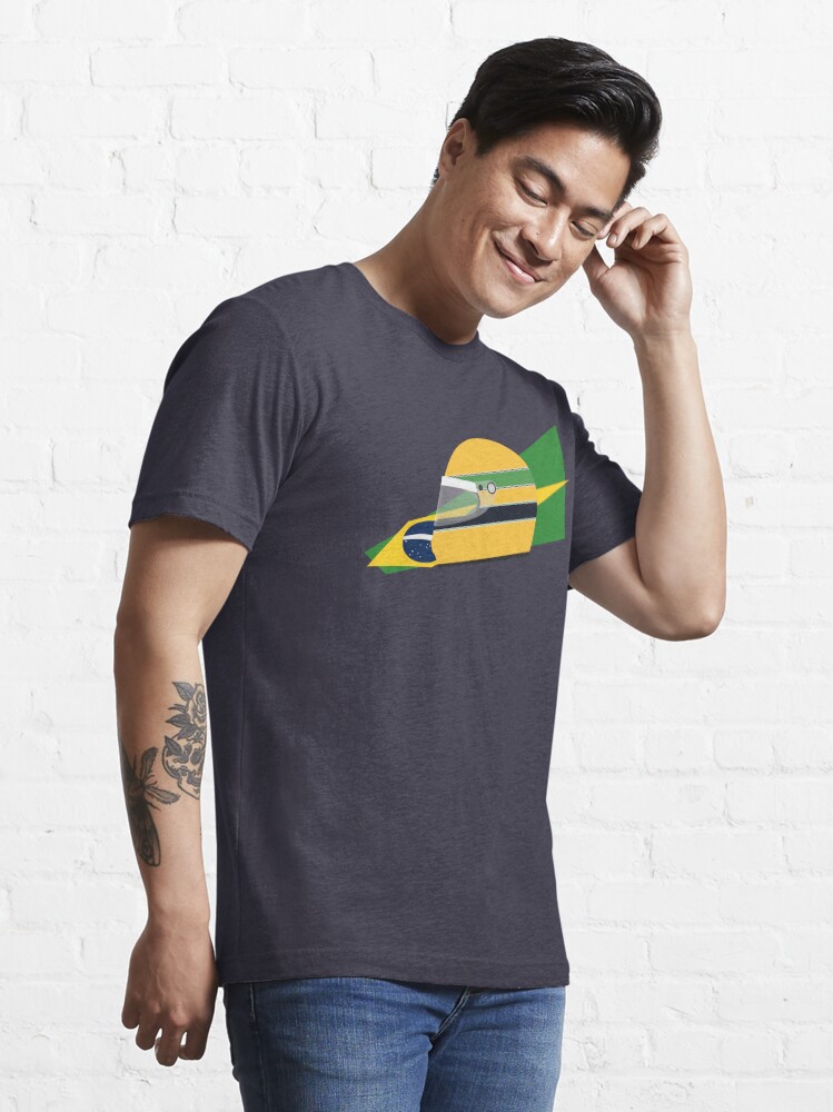 Alternate view of 80s Brazilian racing driver helmet Essential T-Shirt