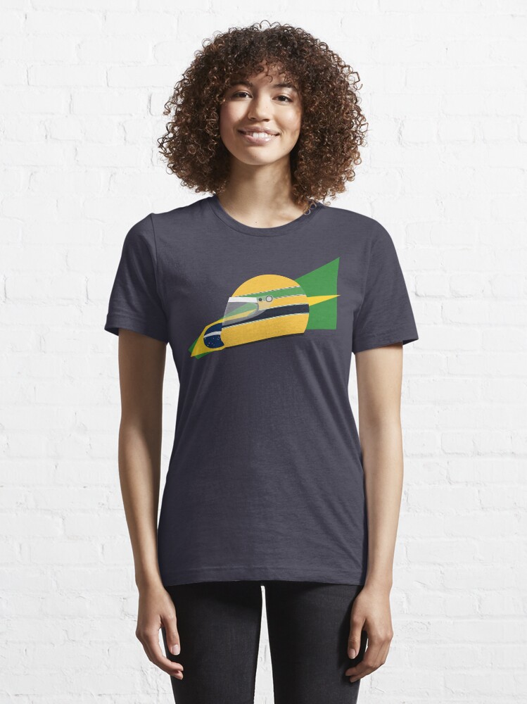 Alternate view of 80s Brazilian racing driver helmet Essential T-Shirt
