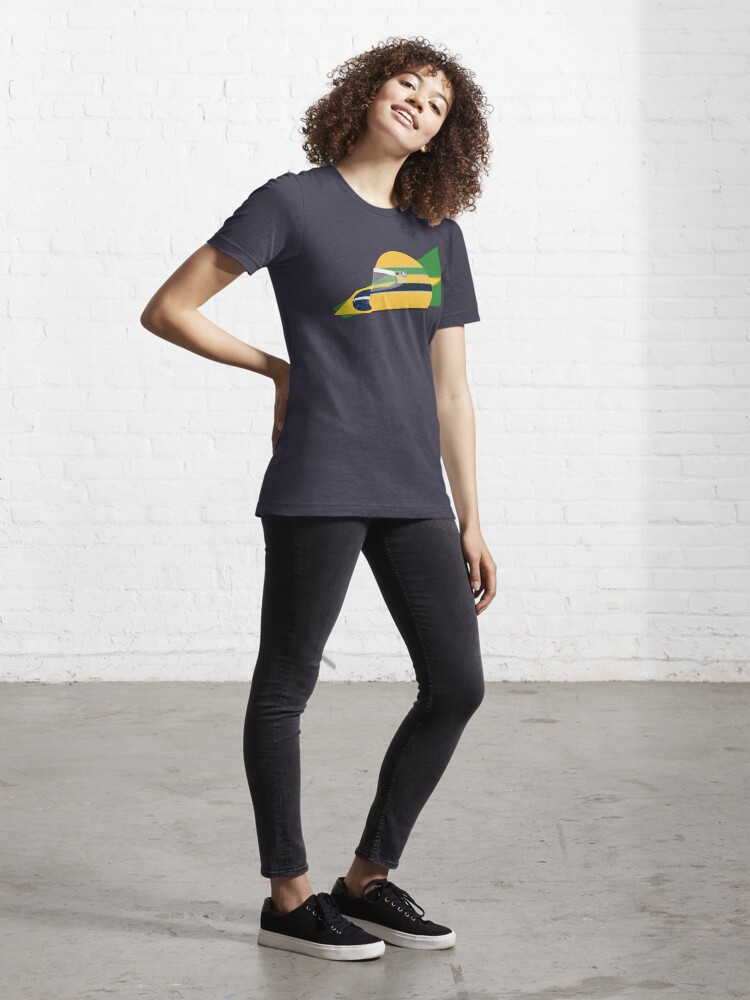 Alternate view of 80s Brazilian racing driver helmet Essential T-Shirt