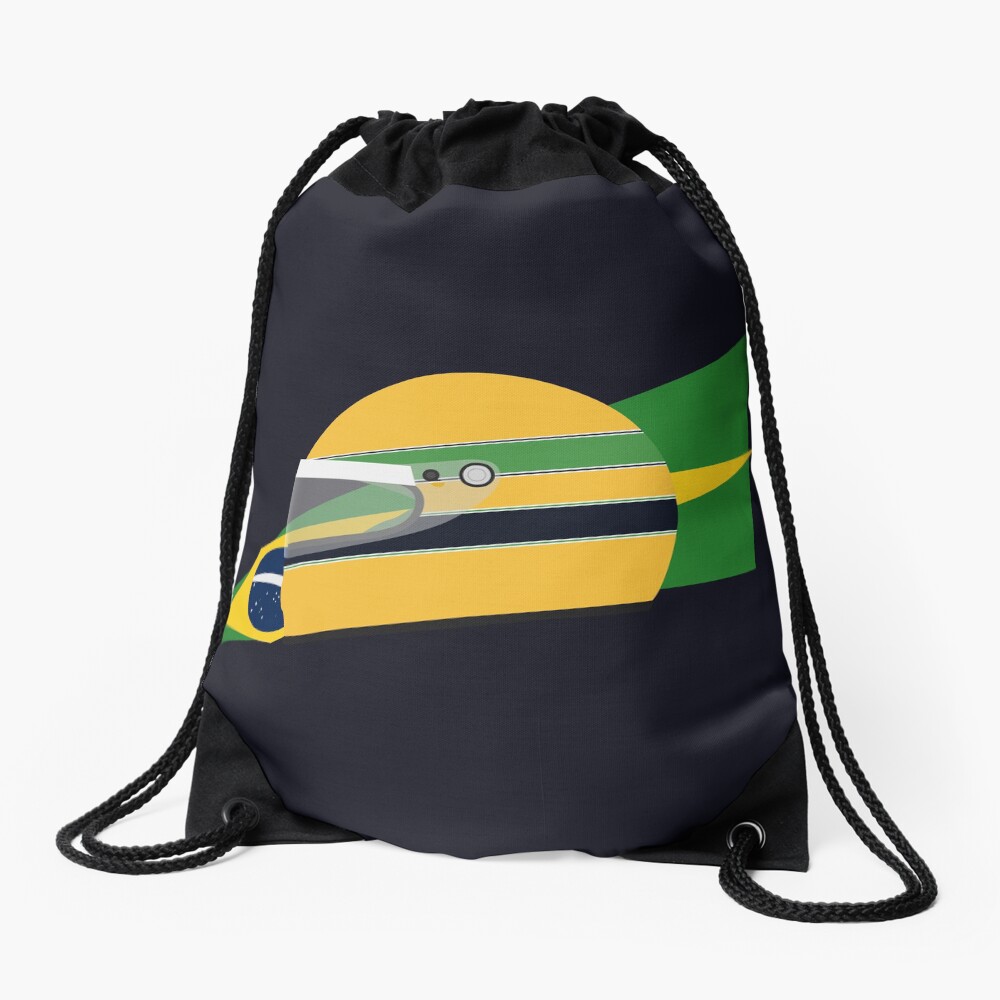 80s Brazilian racing driver helmet Drawstring Bag