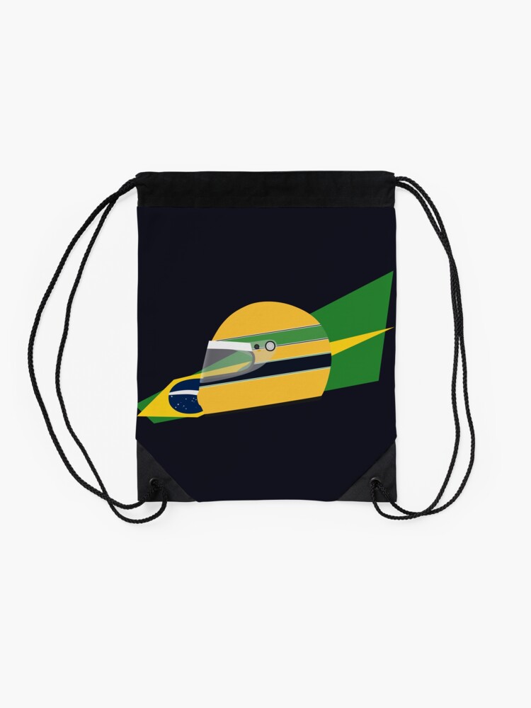 Alternate view of 80s Brazilian racing driver helmet Drawstring Bag